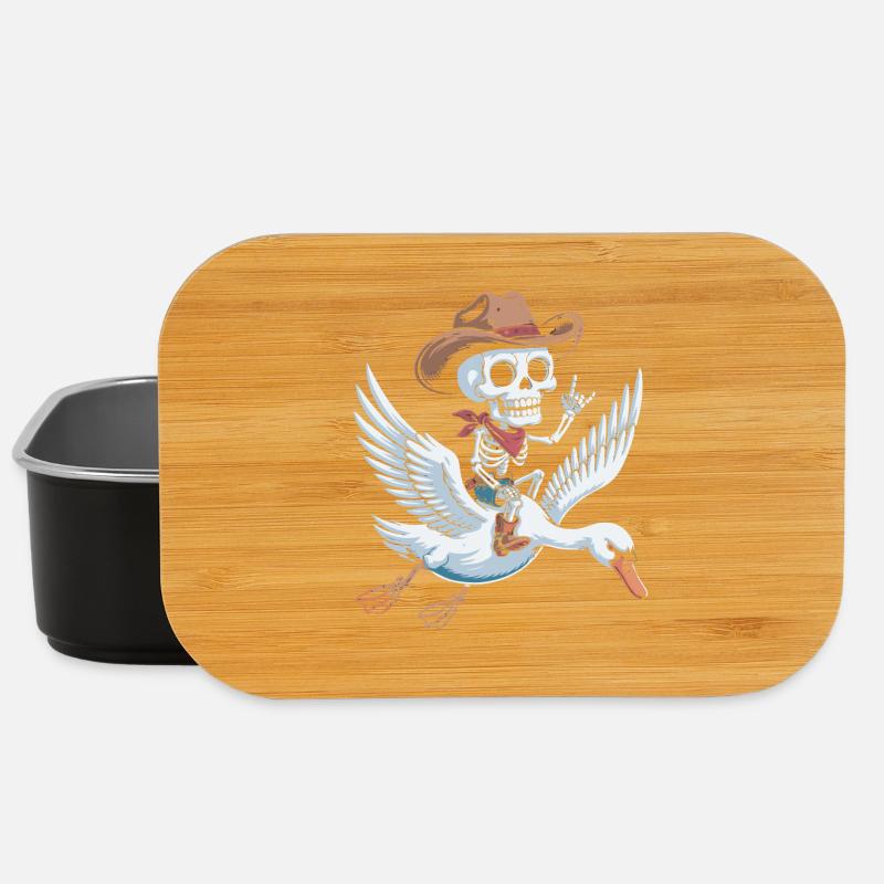 Skeleton cowboy on swan - Lunch Box - black