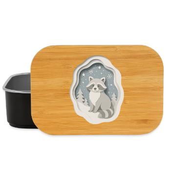 Winterlicher Waschbär im Schnee - Lunch Box - Schwarz - Vorne
