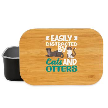 Sea Otter Cartoon Cats - Lunch Box - black - Front