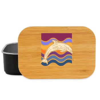 Dauphin sur des vagues colorées - Boîte à goûter - noir - Devant