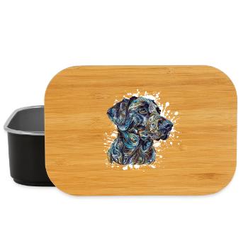 Watercolor Dog Portrait Blue - Lunch Box - black - Front