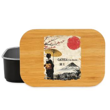 Gaisha with umbrella - Fuji japan vintage - Lunch Box - black - Front