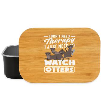 Sea Otter Cartoon Therapy Watch Otter - Lunch Box - black - Front