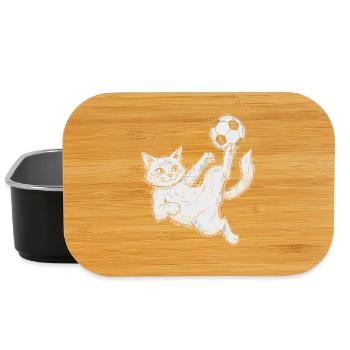 Fußball, Fußballer, Fussballspieler, Katze - Lunch Box - Schwarz - Vorne