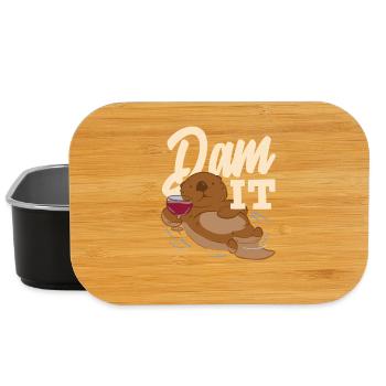 Sea Otter Cartoon Dam It - Lunch Box - black - Front