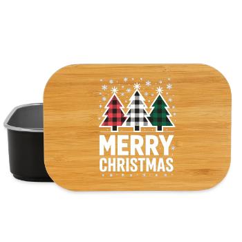 Merry Christmas Shirt Buffalo Check Christmas Trees - Lunch Box - black - Front
