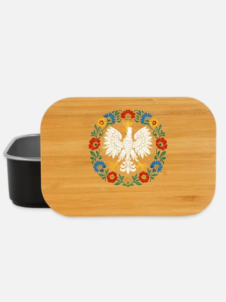 Aigle polonais Emblème folklorique avec des fleurs - Boîte à goûter - noir