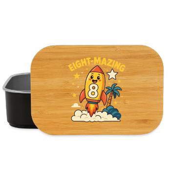 Eight-Mazing Rocket Space Theme Eighth Birthday - Lunch Box - black - Front
