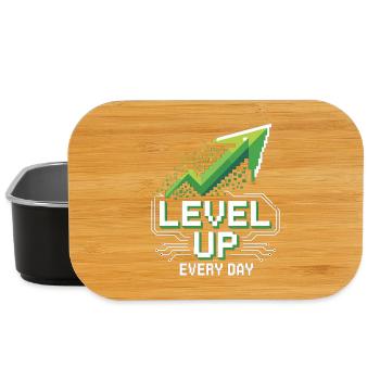Level Up Every Day – Gamer Motivation Shirt - Lunch Box - Schwarz - Vorne