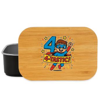 4 TASTIC Superhero Birthday Party Gift For Four - Lunch Box - Schwarz - Vorne