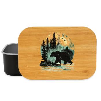Rétro extérieur nature sauvage ours arbres - Boîte à goûter - noir - Devant