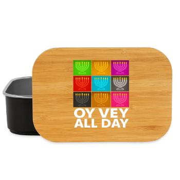 Oy Vey Toute la journée Drôle Hanoukka cadeau Idée de Costume - Boîte à goûter - noir - Devant