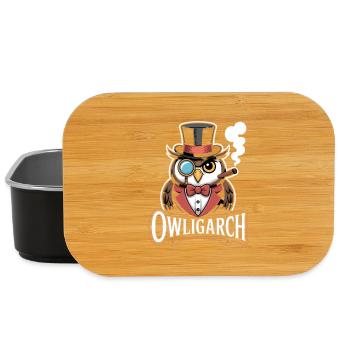 Owl with Top Hat and Monocle – Owligarch - Lunch Box - black - Front