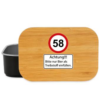 58 Achtung nur Bier als Treibstoff einfüllen - Lunch Box - Schwarz - Vorne
