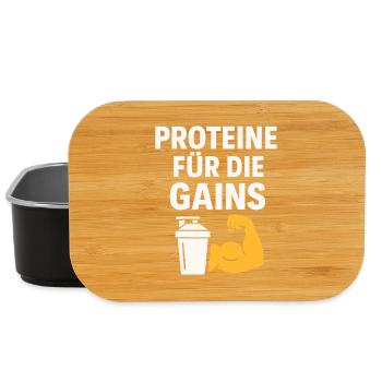 Proteine Für Die Gains - Lunch Box - Schwarz - Vorne