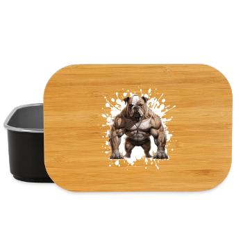 Bulldog Chien Muscles Musculation - Boîte à goûter - noir - Devant