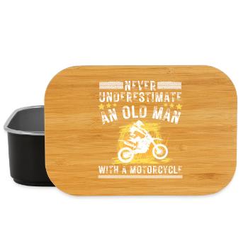 Vieil homme avec une moto - Boîte à goûter - noir - Devant
