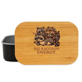 Big Raccoon Energy Humor Meme Quote - Lunch Box - black - Front