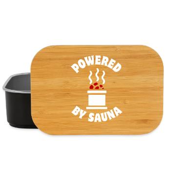 Powered by Sauna - Saunieren - Spruch - Lunch Box - Schwarz - Vorne