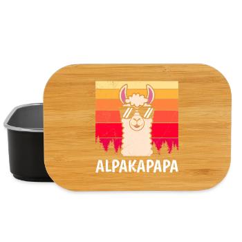 Väter ALPAKAPAPA Retro Lama Lustiges - Lunch Box - Schwarz - Vorne
