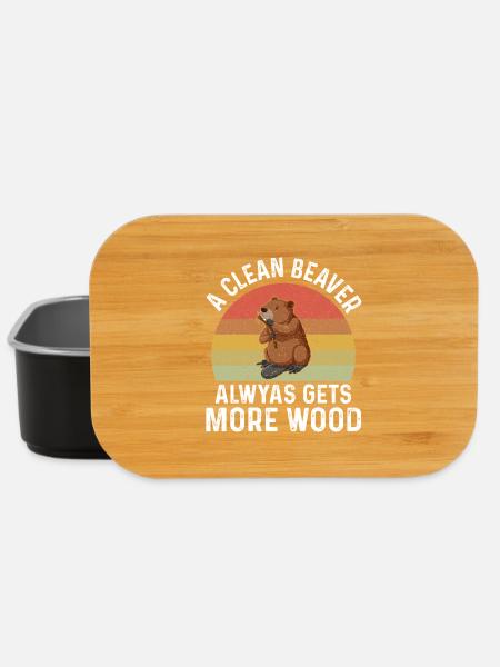 Biber mit Holz Humor Retro-Print - Lunch Box - Schwarz