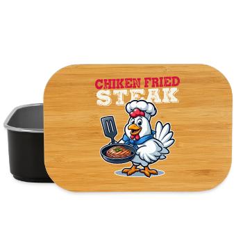 Fried Chicken Steak Cartoon - Lunch Box - black - Front
