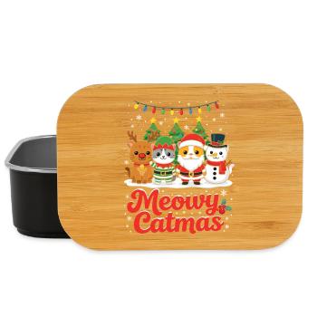 Xmas Holiday Christmas Meowy Catmas Cat - Lunch Box - black - Front