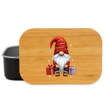 Weihnachtswichtel Mit Lichterkette Und Geschenken - Lunch Box - Schwarz - Vorne
