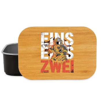 Fire Brigade Saying – 112 Emergency Call Hero in Action - Lunch Box - black - Front