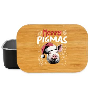 Merry Pigmas Motif de Noël Drôle de Cochon - Boîte à goûter - noir - Devant