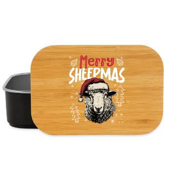 Joyeux moutons drôle mouton motif de Noël - Boîte à goûter - noir - Devant