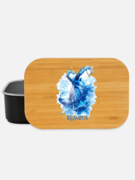 Krampus Eisblau – Mystisches Wintermotiv Folklore - Lunch Box - Schwarz