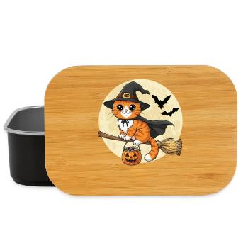 Cute Cat Witch Halloween - Lunch Box - black - Front