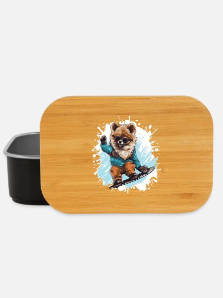 Chien Poméranien Snowboard - Boîte à goûter - noir