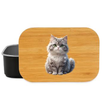 Winterfluff Katze mit Schneeflocken - Lunch Box - Schwarz - Vorne