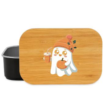 Fantôme mignon avec latte à la citrouille et aux épices - Boîte à goûter - noir - Devant