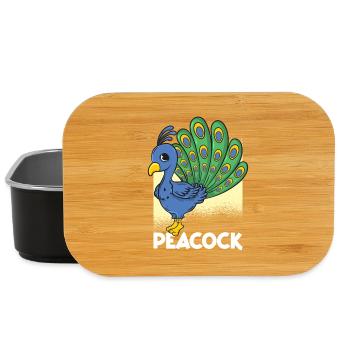 Peacock Cartoon - Lunch Box - black - Front