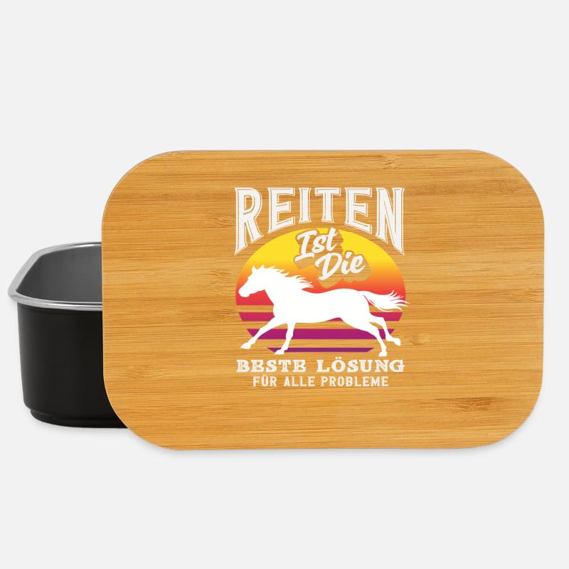 Retro Reiten Lösung Pferdemädchen Ponyfans Reiter - Lunch Box - Schwarz