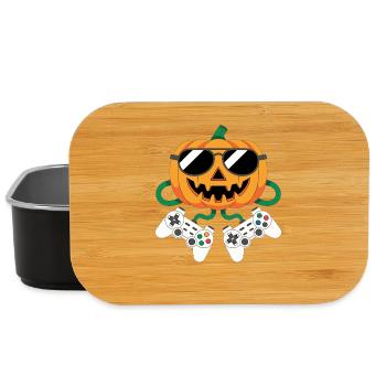Gamer Pumpkin Halloween pour les gamers - Boîte à goûter - noir - Devant