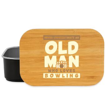 Old Man Loves Bowling Saying - Lunch Box - black - Front