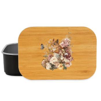 Écureuil, Animal, Fleurs, Papillons - Boîte à goûter - noir - Devant