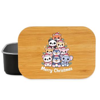 Animal Christmas Tree – Cute Xmas Animals - Lunch Box - black - Front