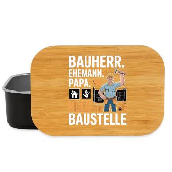 Héros du chantier – papa, mari et constructeur - Boîte à goûter - noir - Devant