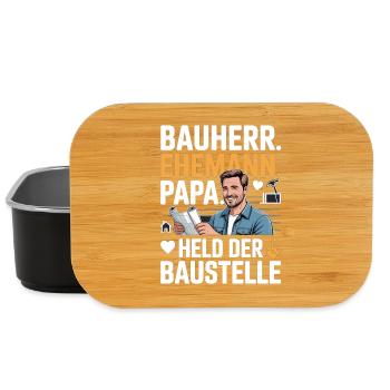 Héros du chantier – papa, mari et constructeur - Boîte à goûter - noir - Devant