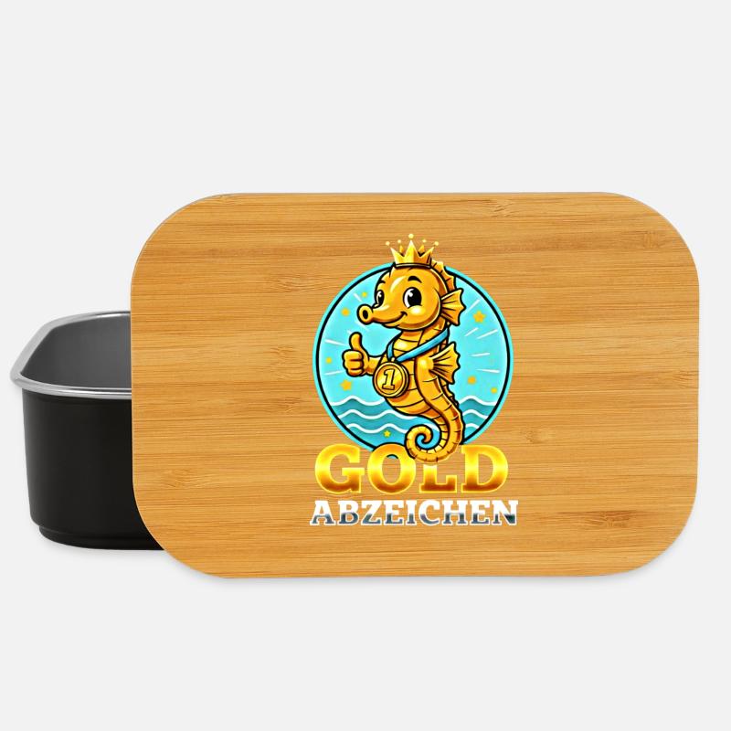 Seepferdchen Gold Abzeichen Schwimmen Leistung - Lunch Box - Schwarz