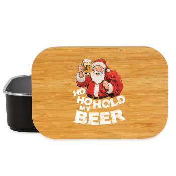 Le Père Noël avec de la bière en disant Ho Ho Hold my Beer - Boîte à goûter - noir - Devant