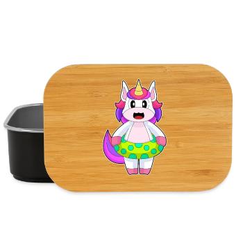 Einhorn Schwimmen Schwimmring Sommer - Lunch Box - Schwarz - Vorne
