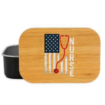 US Flag Nurse Stethoscope Vintage Style - Lunch Box - black - Front
