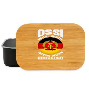 Ossi Weil Auch Wessis Helden Brauchen Spruch DDR - Lunch Box - Schwarz - Vorne