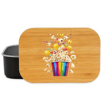 Bunte Popcorn Explosion Aus Regenbogen Becher - Lunch Box - Schwarz - Vorne